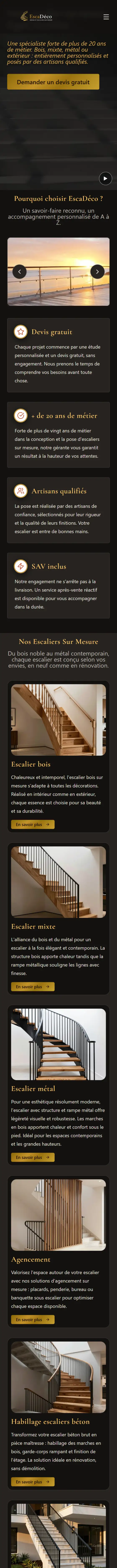 Site EscaDéco, rendu réel sur telephone